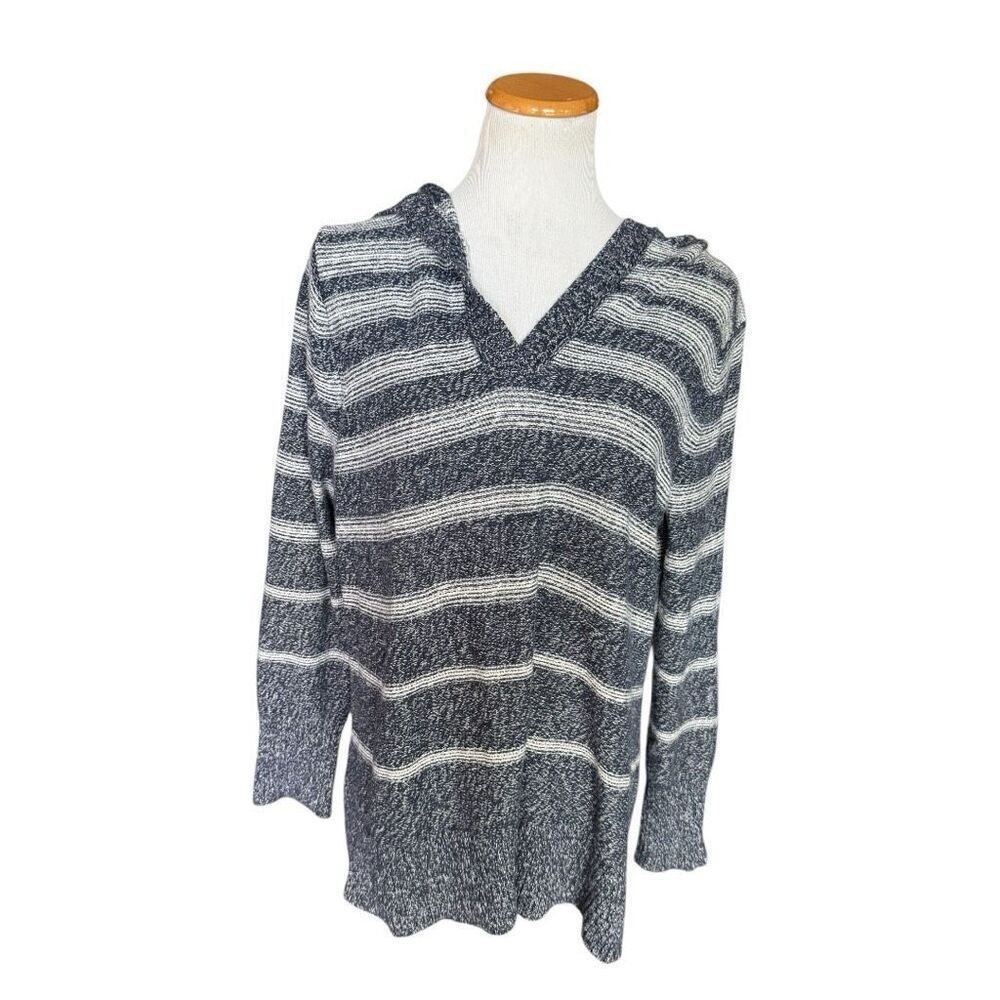Womens Eddie Bauer Striped Hoodie Hooded Pullover Striped Sweater - Sz XL